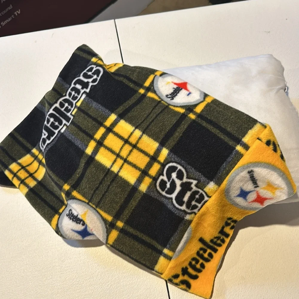 Handmade Fleece Steelers Mini Pillow Cover (comes with new wee pillow)